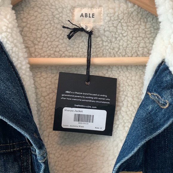 NWT - ABLE Adreina Sherpa-lined Denim Jacket - Picture 3 of 7